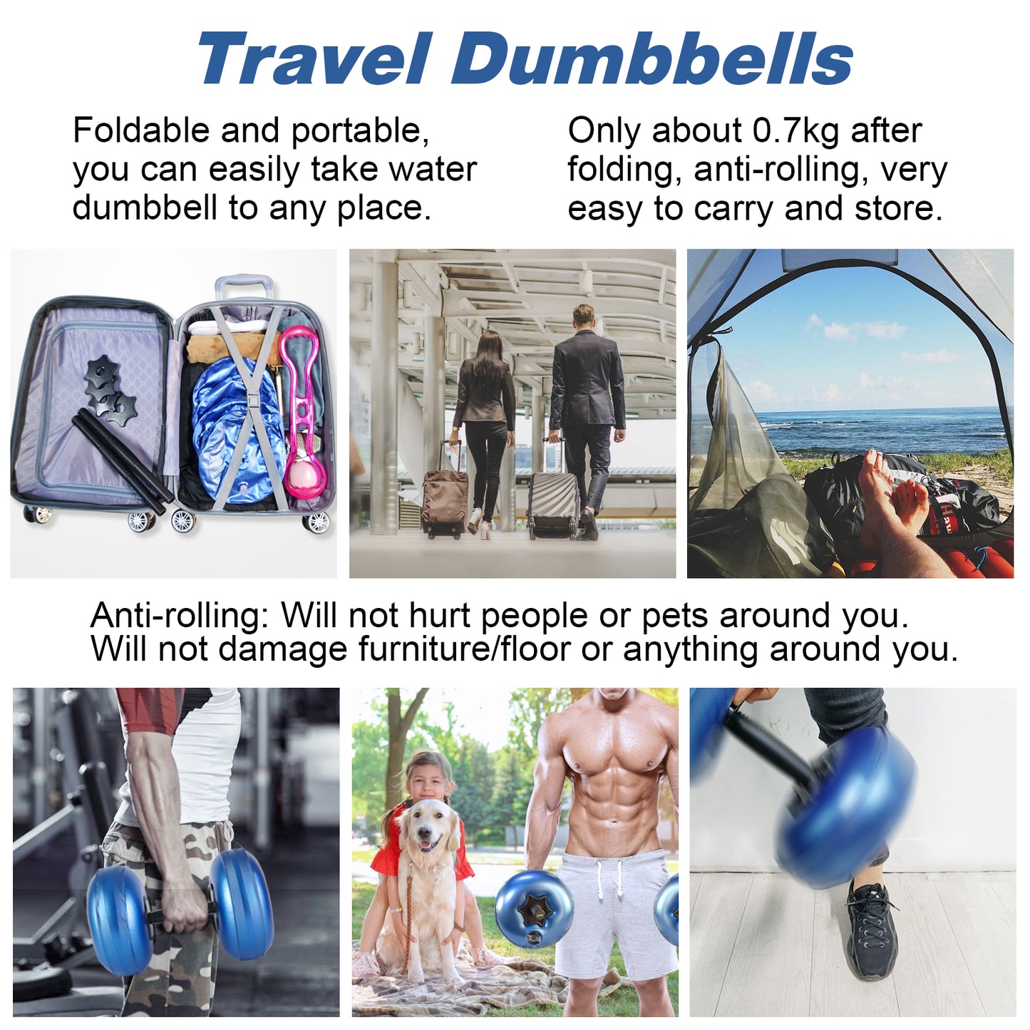 Deiris PVC Water-filled Dumbbell 8-10kg Adjustable Weight Use Home Gym Portable Adjustable Equipment Dumbbell Sets