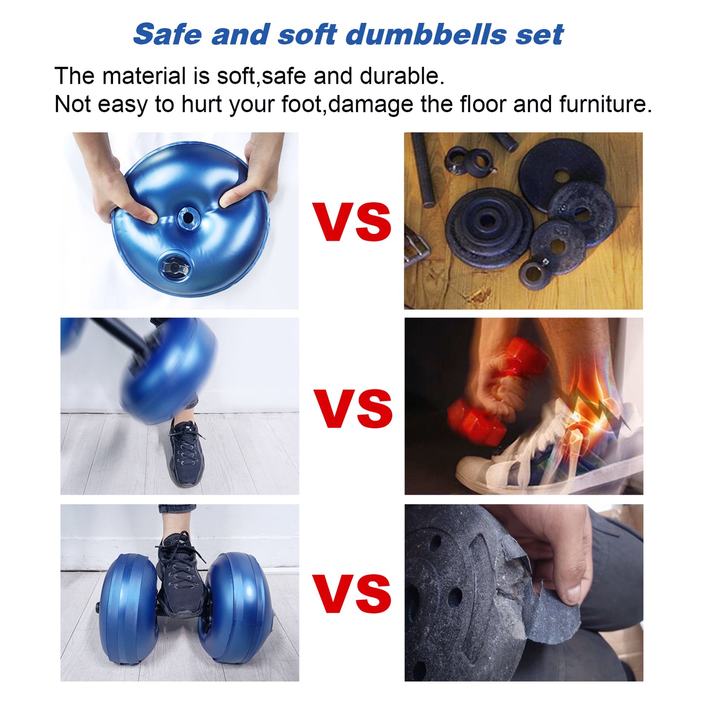 Deiris PVC Water-filled Dumbbell 8-10kg Adjustable Weight Use Home Gym Portable Adjustable Equipment Dumbbell Sets