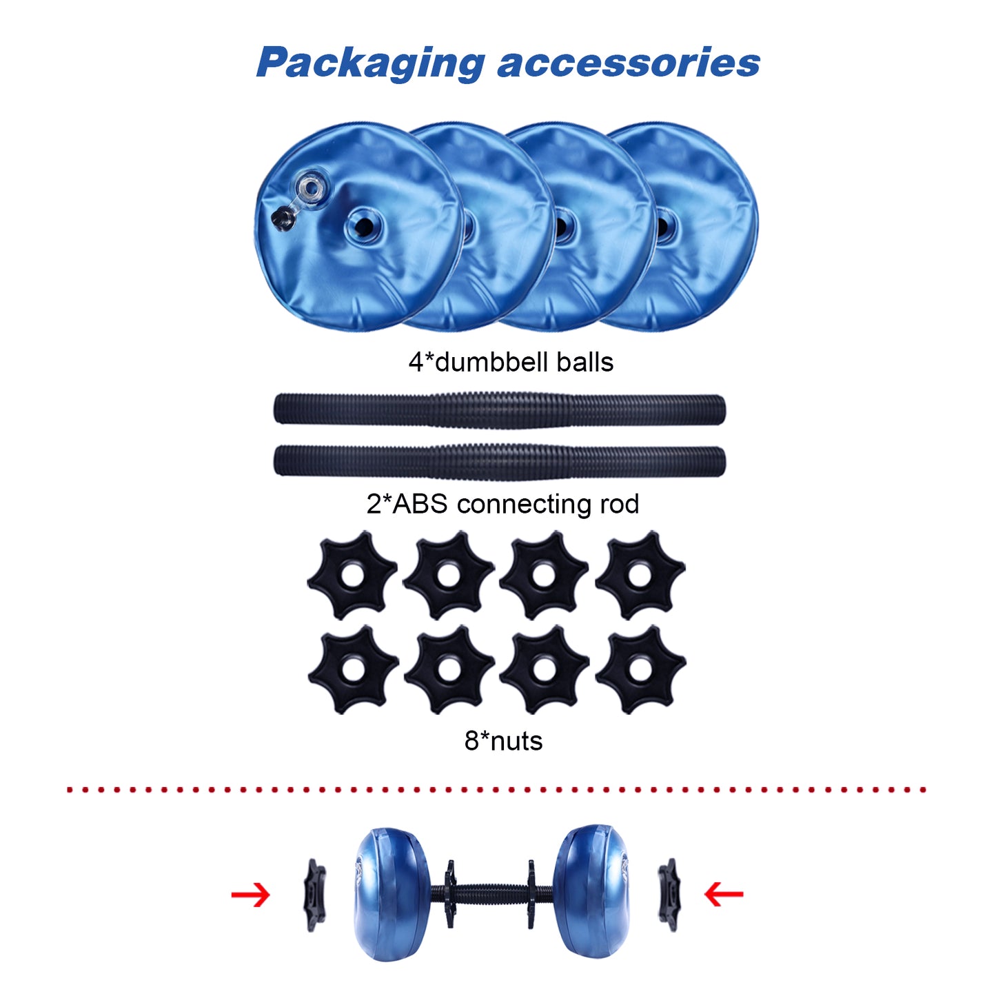 Deiris PVC Water-filled Dumbbell 8-10kg Adjustable Weight Use Home Gym Portable Adjustable Equipment Dumbbell Sets