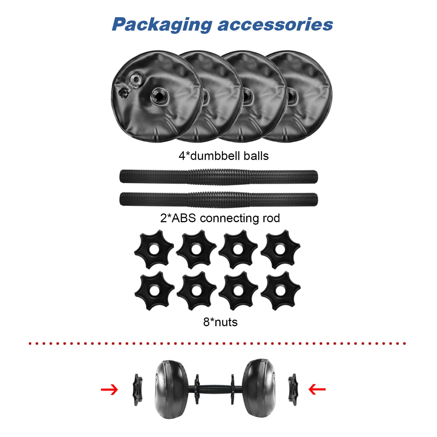 Deiris PVC Water-filled Dumbbell 8-10kg Adjustable Weight Use Home Gym Portable Adjustable Equipment Dumbbell Sets