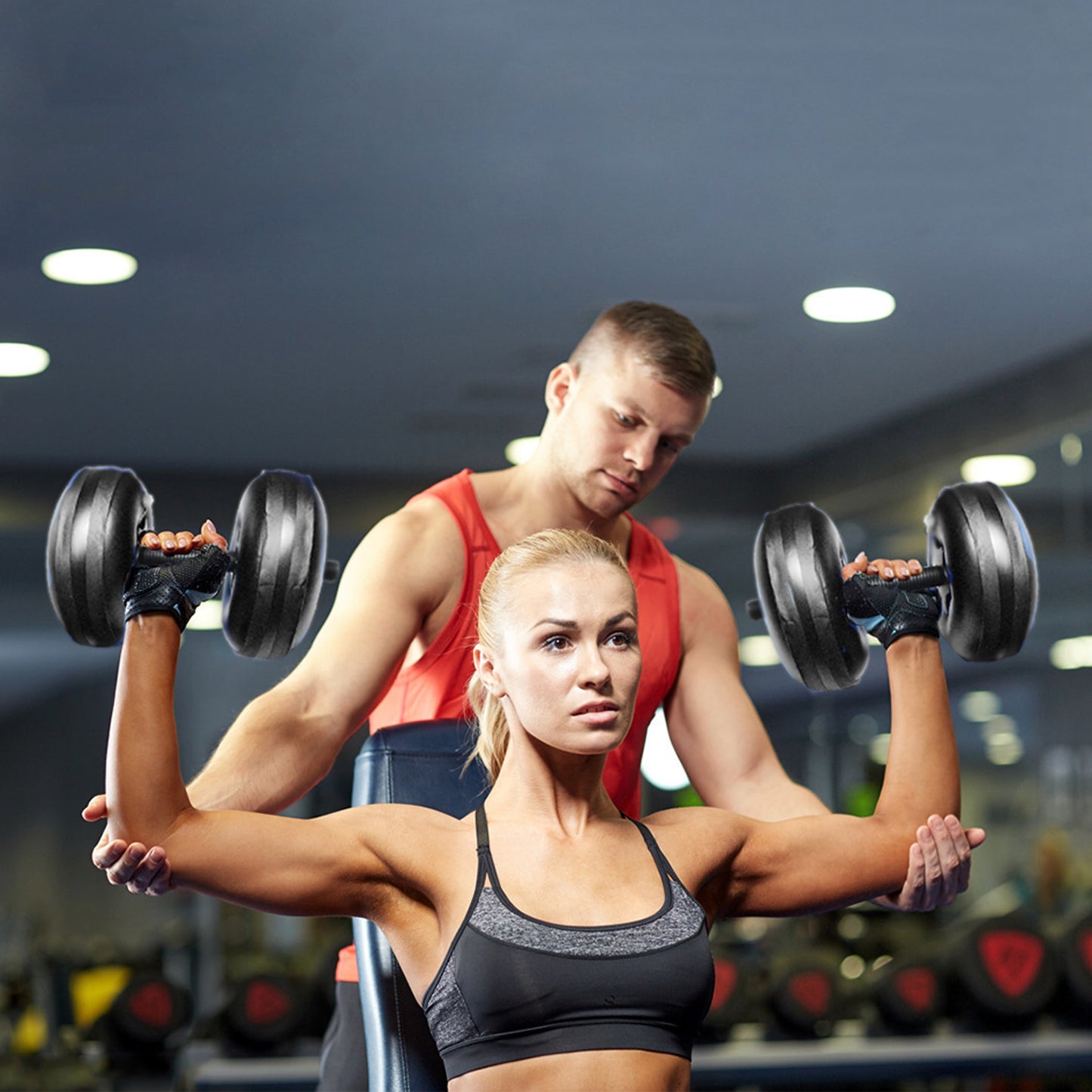 Deiris PVC Water-filled Dumbbell 8-10kg Adjustable Weight Use Home Gym Portable Adjustable Equipment Dumbbell Sets