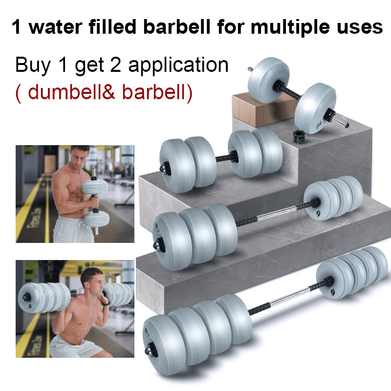 Deiris Water Filled Dumbbells Barbell 2 in 1 Set Adjustable Weights 30-35kg Portable Weightlifting Training Home Fitness Water Barbell