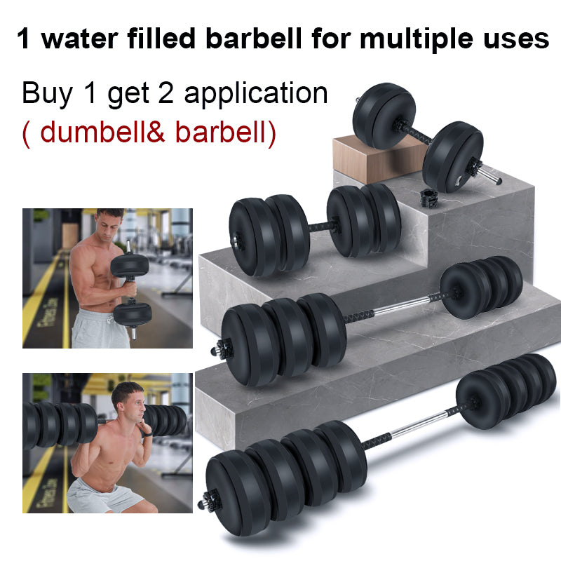 Deiris Water Filled Dumbbells Barbell 2 in 1 Set Adjustable Weights 30-35kg Portable Weightlifting Training Home Fitness Water Barbell