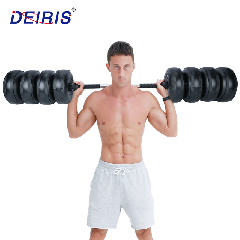 Deiris Water Filled Dumbbells Barbell 2 in 1 Set Adjustable Weights 30-35kg Portable Weightlifting Training Home Fitness Water Barbell