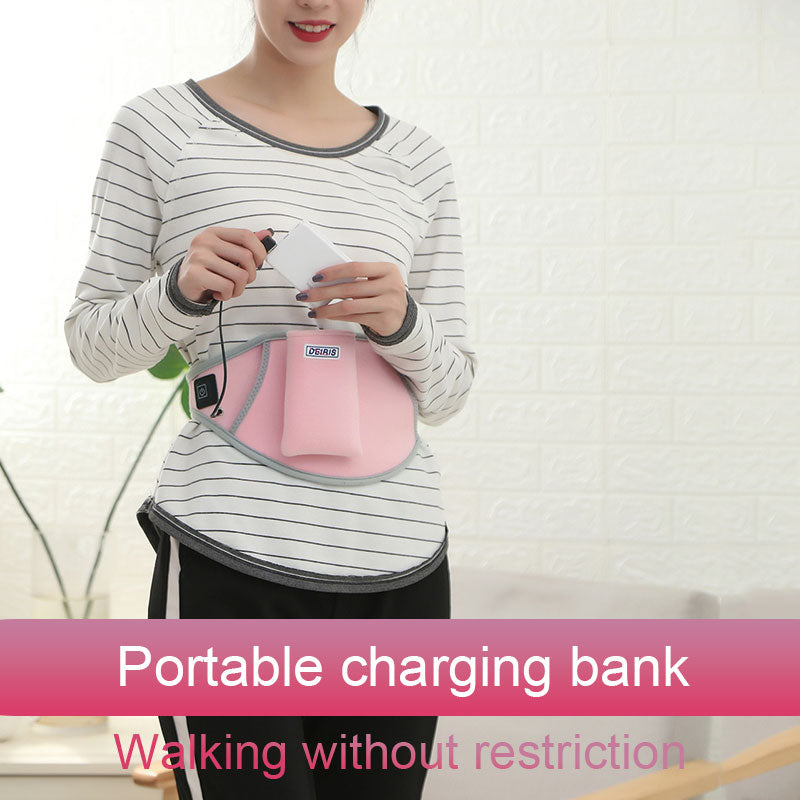 USB Electric Heating Waist Belt Adjustable Lumbar Heating Belly Warmer Waist Pink