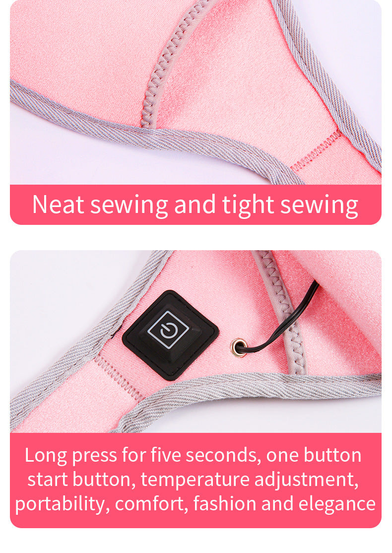USB Electric Heating Waist Belt Adjustable Lumbar Heating Belly Warmer Waist Pink