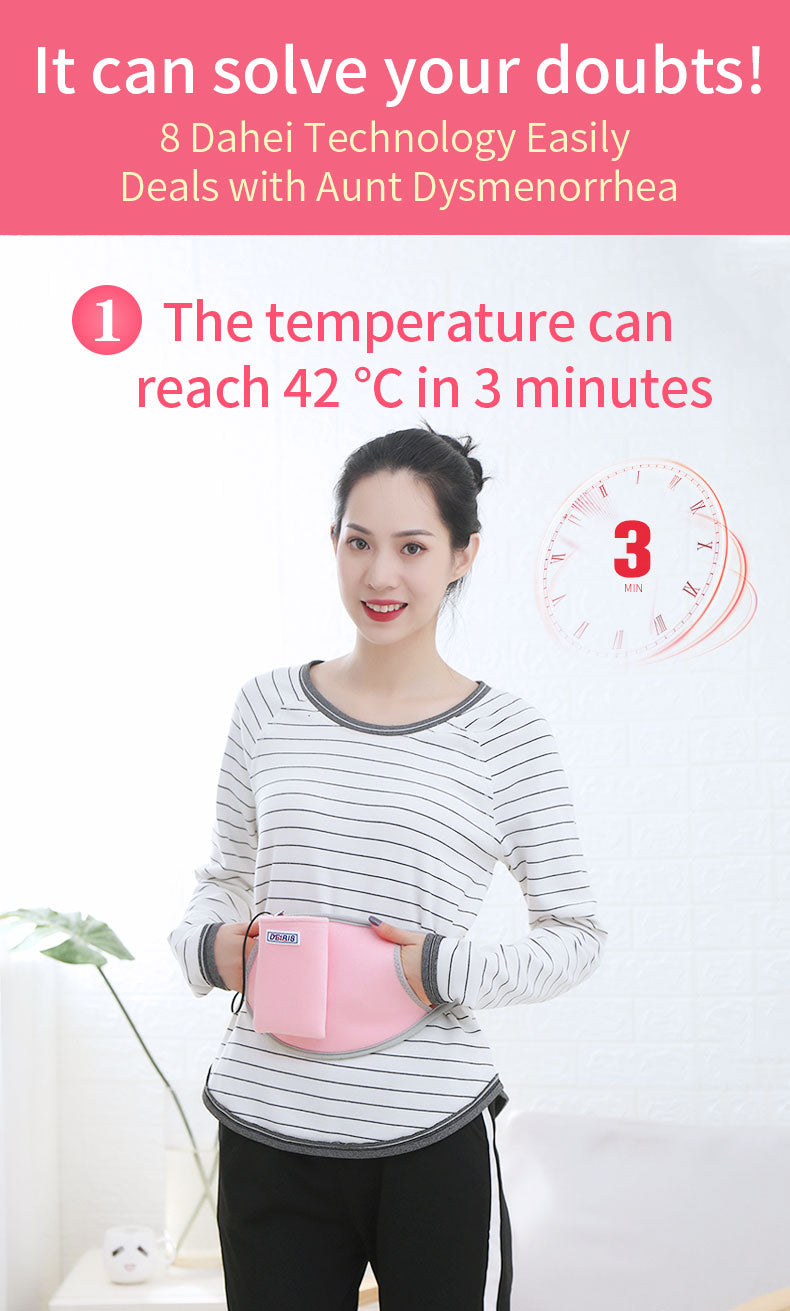 USB Electric Heating Waist Belt Adjustable Lumbar Heating Belly Warmer Waist Pink