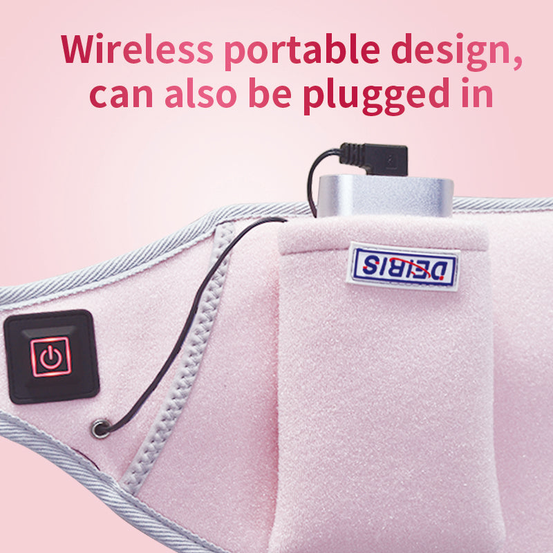 USB Electric Heating Waist Belt Adjustable Lumbar Heating Belly Warmer Waist Pink