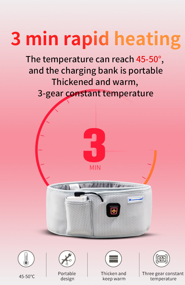 5V USB Electric Heating Waist Belt Adjustable Lumbar Heating Belly Warmer Waist