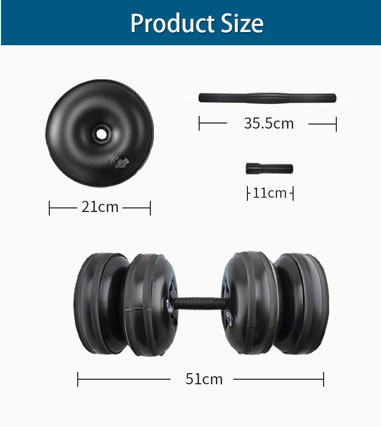 Deiris 20-25kg Portable Gym Home Water Dumbbell Set Weight Lifting Adjustable Weight Plastic Water Filled Fitness Dumbbells