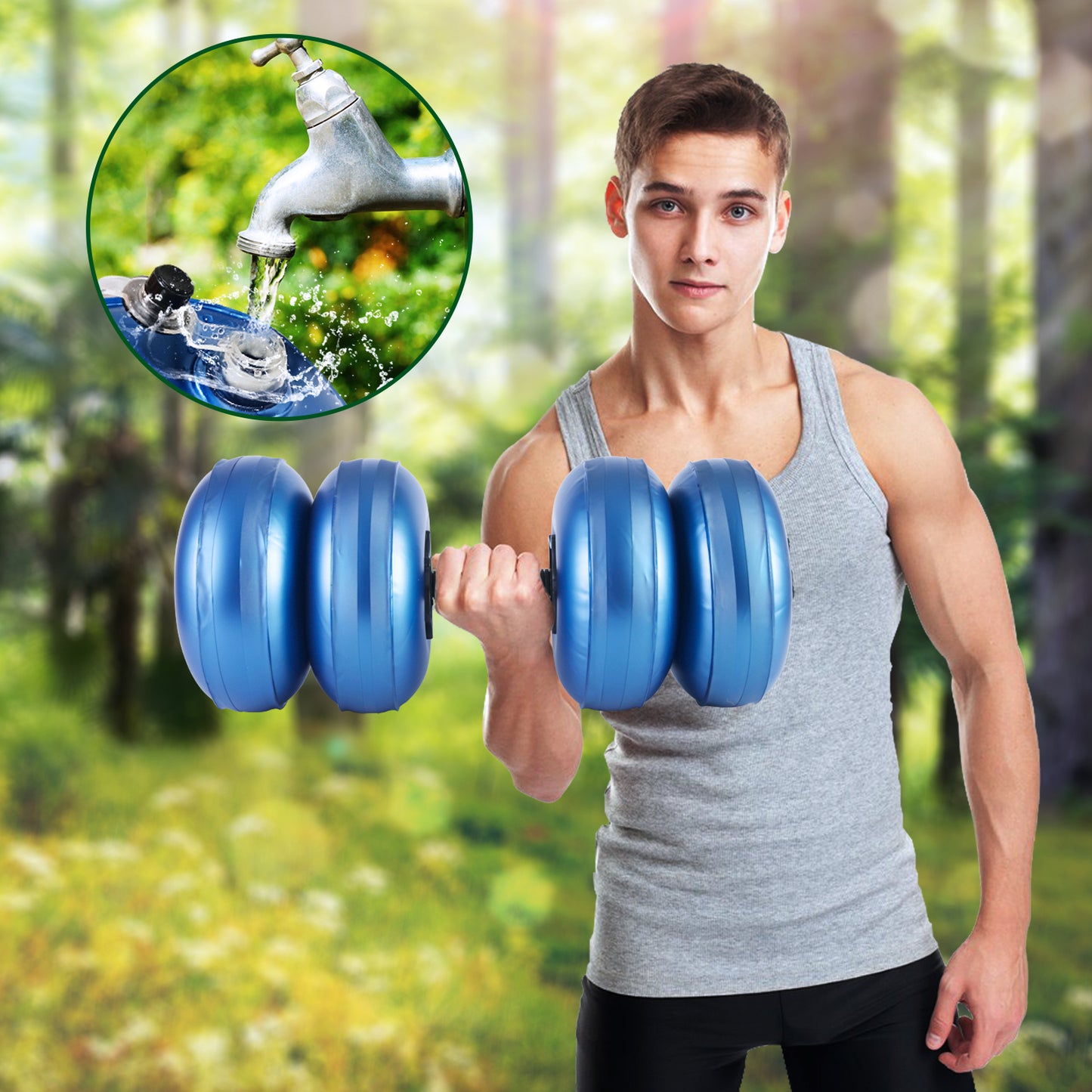 Deiris 20-25kg Portable Gym Home Water Dumbbell Set Weight Lifting Adjustable Weight Plastic Water Filled Fitness Dumbbells