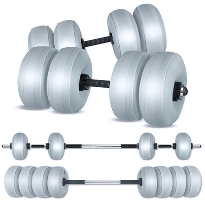Deiris Water Filled Dumbbells Barbell 2 in 1 Set Adjustable Weights 30-35kg Portable Weightlifting Training Home Fitness Water Barbell