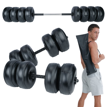 Deiris Water Filled Dumbbells Barbell 2 in 1 Set Adjustable Weights 30-35kg Portable Weightlifting Training Home Fitness Water Barbell