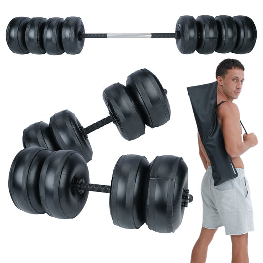 Deiris Water Filled Dumbbells Barbell 2 in 1 Set Adjustable Weights 30-35kg Portable Weightlifting Training Home Fitness Water Barbell