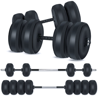 Deiris Water Filled Dumbbells Barbell 2 in 1 Set Adjustable Weights 30-35kg Portable Weightlifting Training Home Fitness Water Barbell