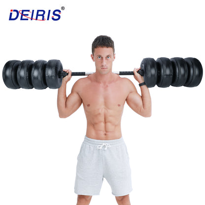 Deiris Water Filled Dumbbells Barbell 2 in 1 Set Adjustable Weights 30-35kg Portable Weightlifting Training Home Fitness Water Barbell