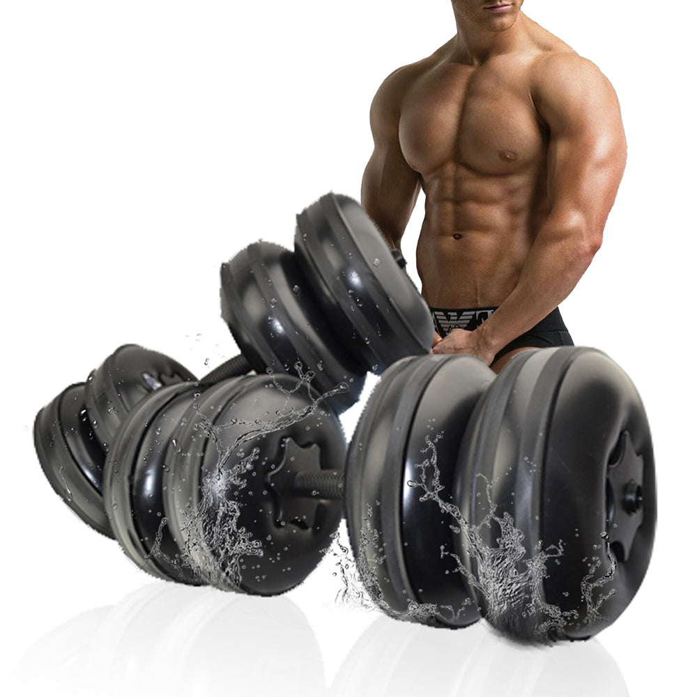 Deiris 20-25kg Portable Gym Home Water Dumbbell Set Weight Lifting Adjustable Weight Plastic Water Filled Fitness Dumbbells