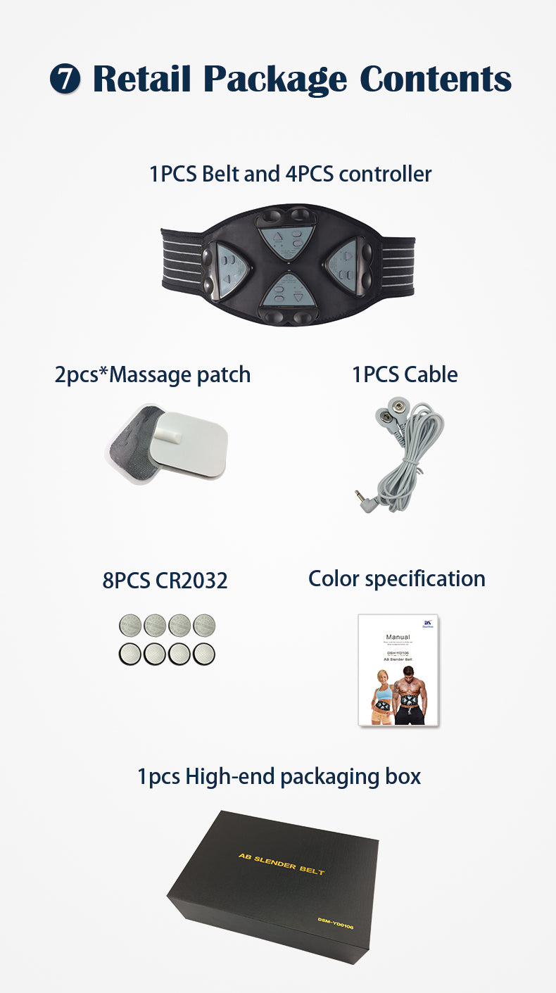 EMS Two-controller Four-controller Pulse Massage Belt Vibrating Waist Massager Support Waist Protector Adjustable Belt