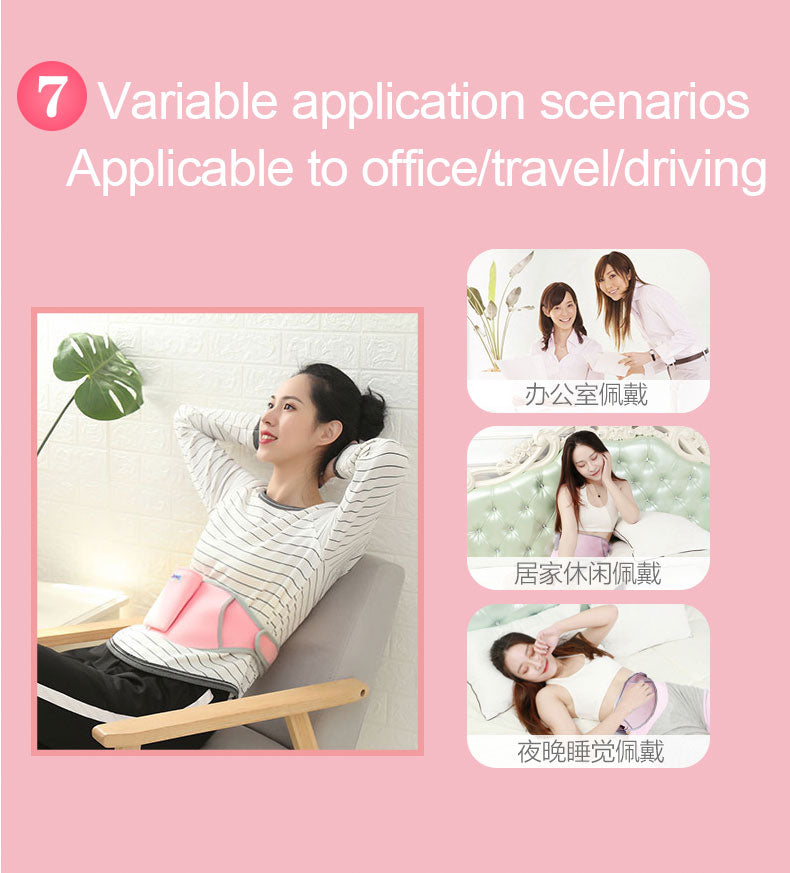 USB Electric Heating Waist Belt Adjustable Lumbar Heating Belly Warmer Waist Pink