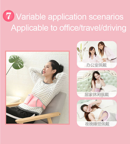 USB Electric Heating Waist Belt Adjustable Lumbar Heating Belly Warmer Waist Pink