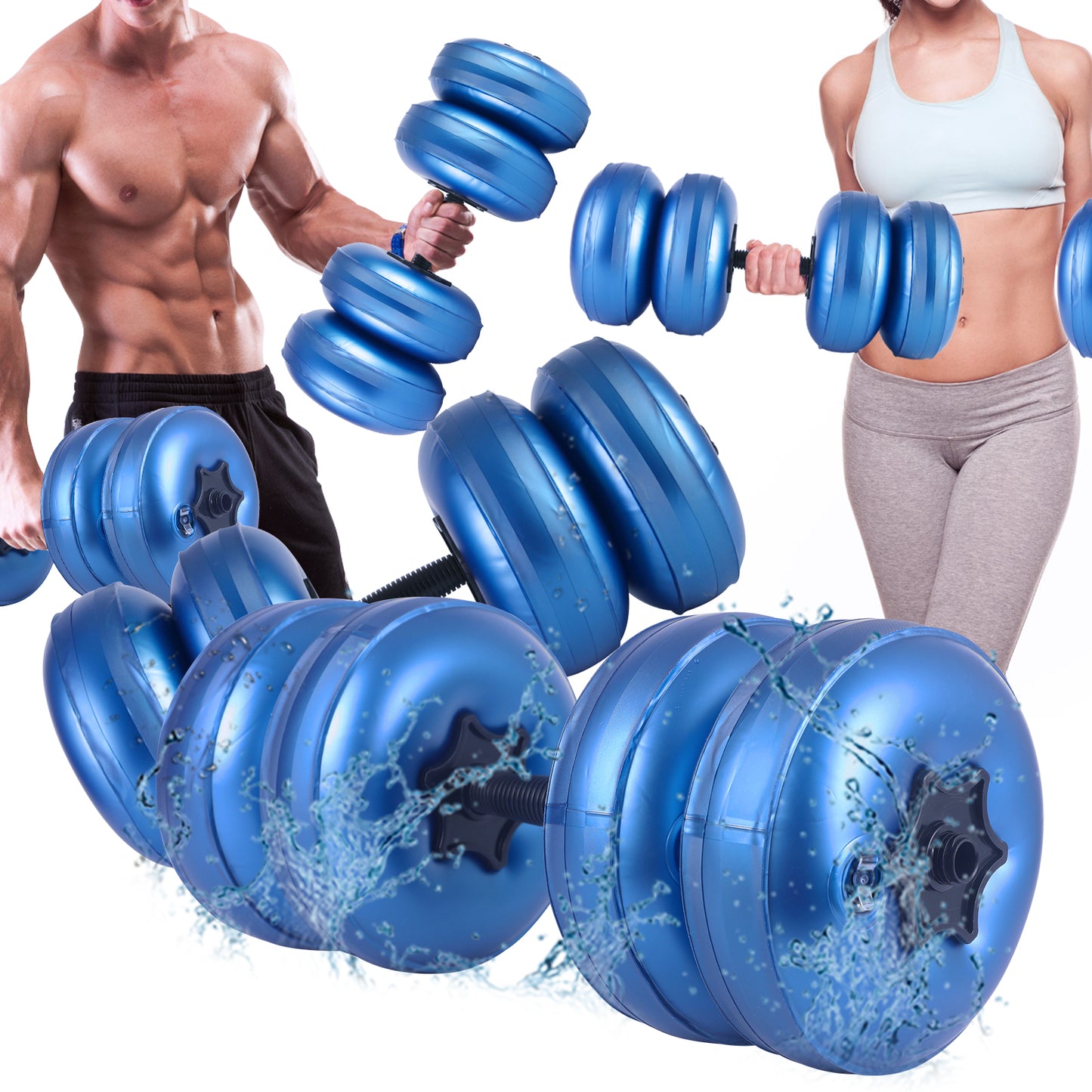 Deiris 20-25kg Portable Gym Home Water Dumbbell Set Weight Lifting Adjustable Weight Plastic Water Filled Fitness Dumbbells