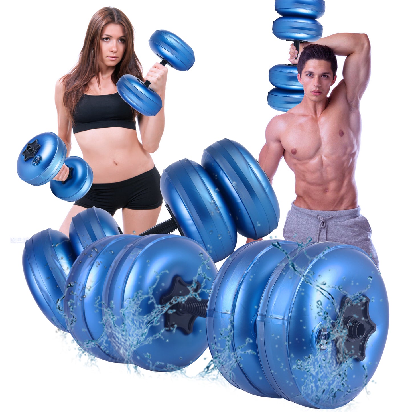 Deiris 20-25kg Portable Gym Home Water Dumbbell Set Weight Lifting Adjustable Weight Plastic Water Filled Fitness Dumbbells