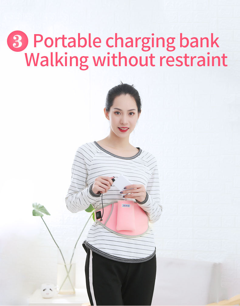 USB Electric Heating Waist Belt Adjustable Lumbar Heating Belly Warmer Waist Pink